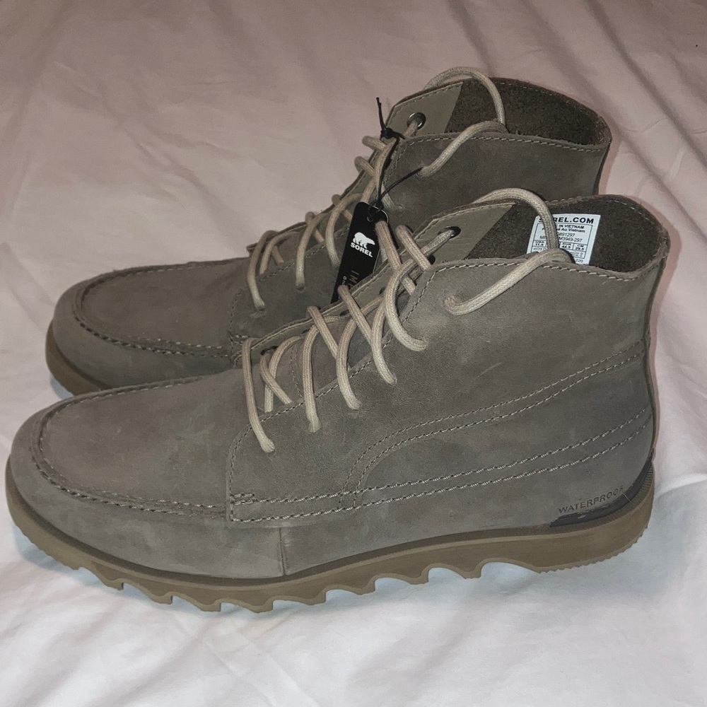 NEW Sorel Men's Kezar Moc Quarry/Gray Waterproof Lace-Up Boots NWT